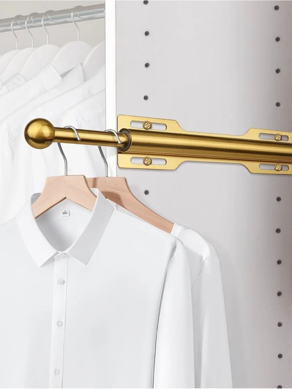 Gold Closet Valet Pull-Out Wardrobe Rod - Sleek Gold Hanging Rail